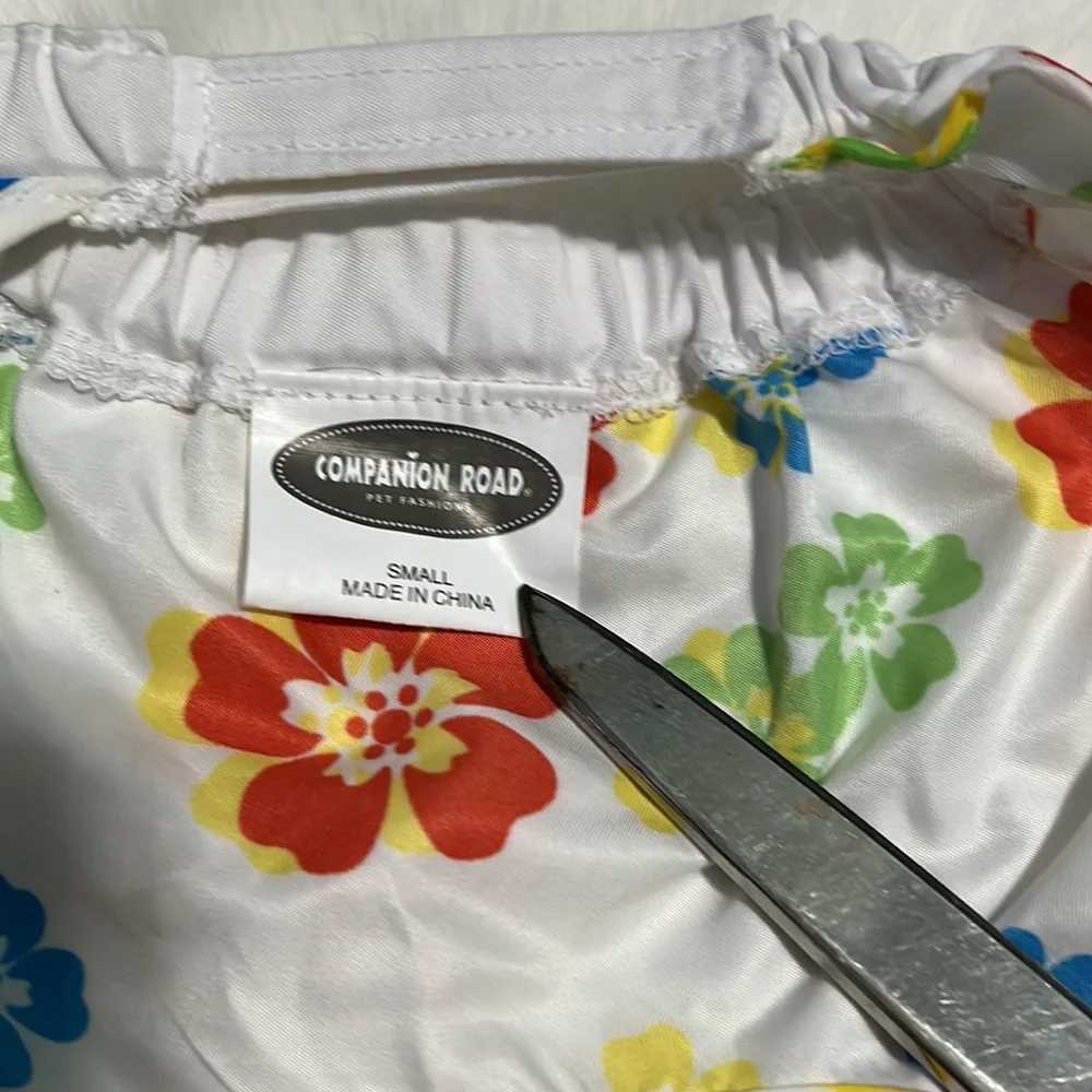 Dog Hawaiian Floral Print Summer Surf Swim Shorts S